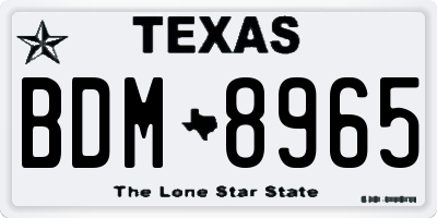 TX license plate BDM8965