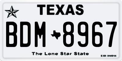 TX license plate BDM8967