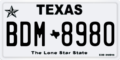TX license plate BDM8980
