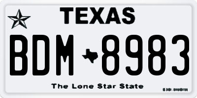TX license plate BDM8983