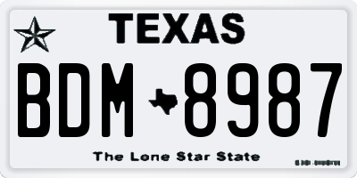 TX license plate BDM8987