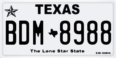 TX license plate BDM8988