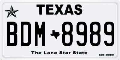 TX license plate BDM8989