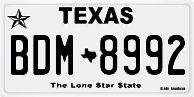 TX license plate BDM8992