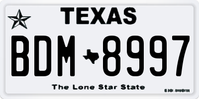 TX license plate BDM8997