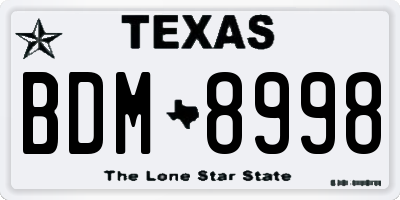 TX license plate BDM8998