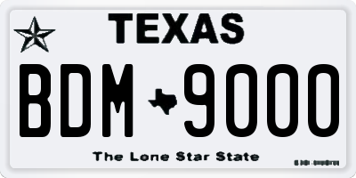 TX license plate BDM9000