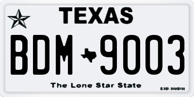TX license plate BDM9003
