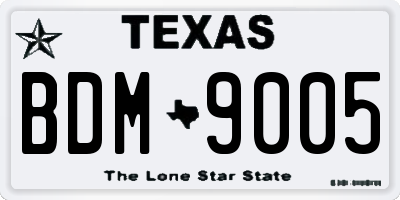 TX license plate BDM9005