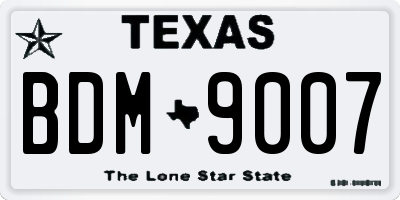 TX license plate BDM9007