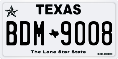 TX license plate BDM9008