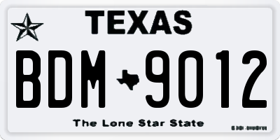 TX license plate BDM9012