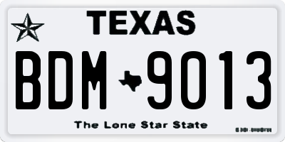 TX license plate BDM9013