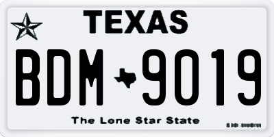 TX license plate BDM9019