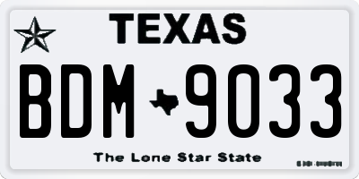 TX license plate BDM9033