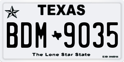 TX license plate BDM9035