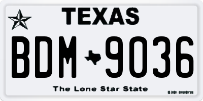 TX license plate BDM9036