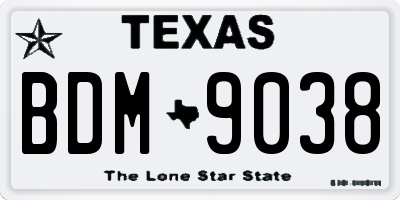 TX license plate BDM9038