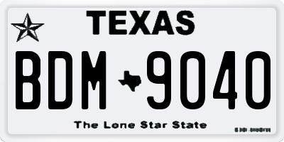 TX license plate BDM9040