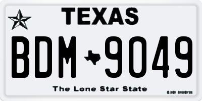 TX license plate BDM9049