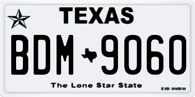 TX license plate BDM9060