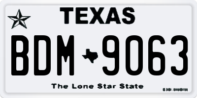 TX license plate BDM9063