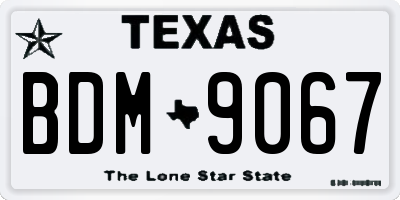 TX license plate BDM9067