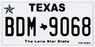 TX license plate BDM9068