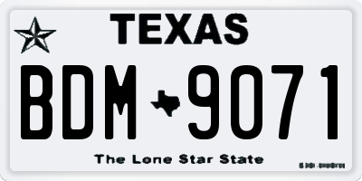 TX license plate BDM9071