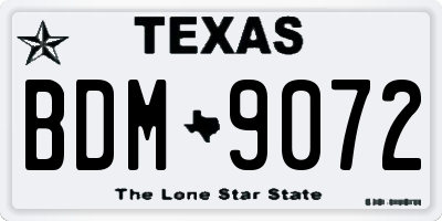 TX license plate BDM9072