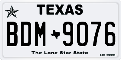 TX license plate BDM9076
