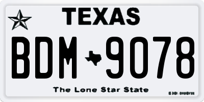 TX license plate BDM9078