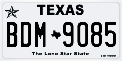 TX license plate BDM9085