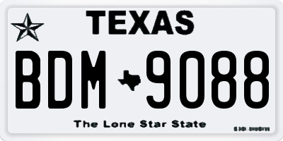 TX license plate BDM9088