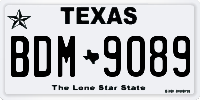 TX license plate BDM9089