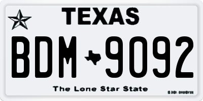 TX license plate BDM9092
