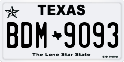 TX license plate BDM9093