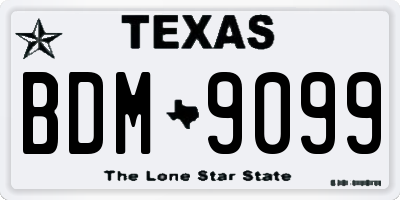 TX license plate BDM9099