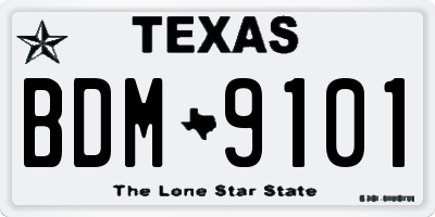 TX license plate BDM9101