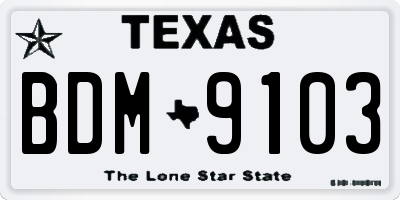TX license plate BDM9103