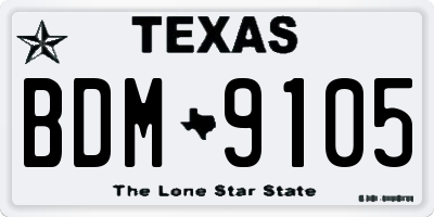 TX license plate BDM9105