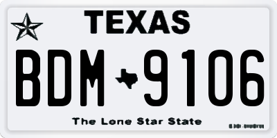 TX license plate BDM9106