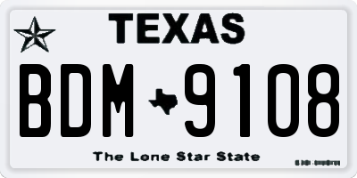 TX license plate BDM9108