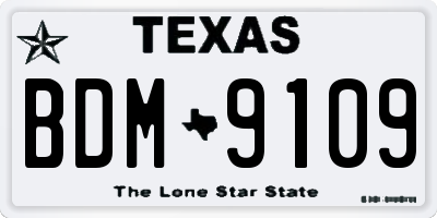 TX license plate BDM9109