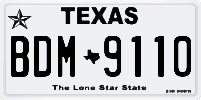 TX license plate BDM9110
