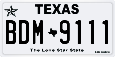 TX license plate BDM9111