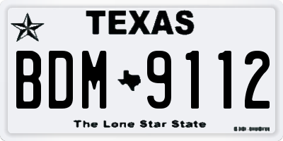 TX license plate BDM9112
