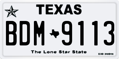 TX license plate BDM9113