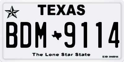 TX license plate BDM9114