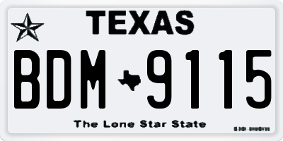 TX license plate BDM9115